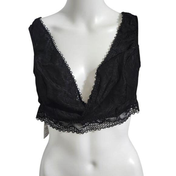 NEW SOMA Plus Size Intimates Black XX-LARGE Embraceable Plunge Lace Bralette - Picture 1 of 11